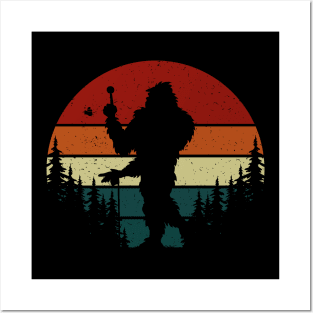 Retro Bigfoot spinning Golf Ball Posters and Art